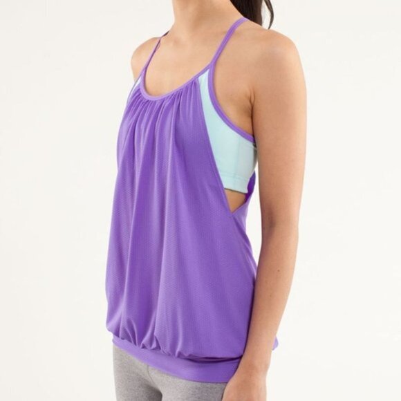 Lululemon No Limits Tank Top Purple Aquamarine Bra - Picture 1 of 6